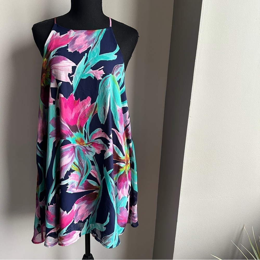 *LULUS* Floral Halter Neck Dress Women's Top Size Medium